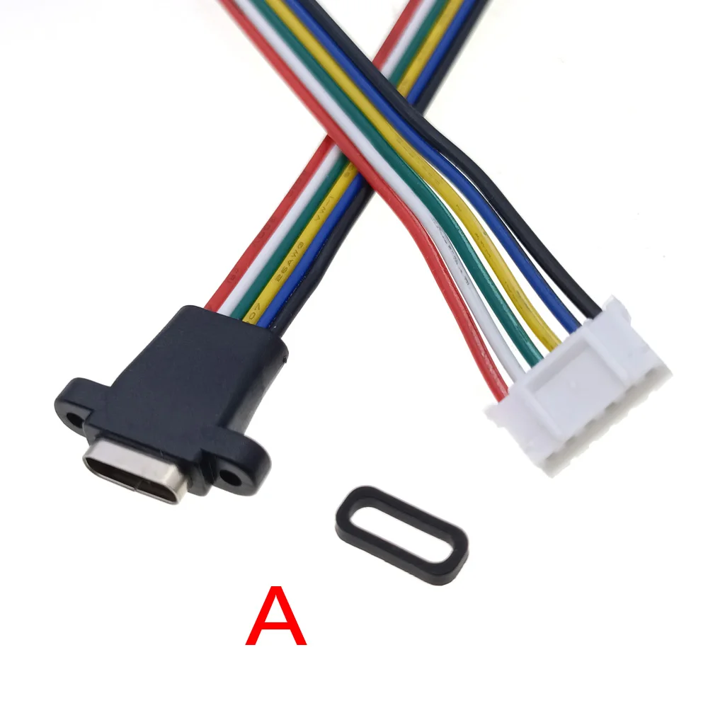 

10pcs USB 3.1 Connector Type-C 2/4/6Pin Welding Wire Female Waterproof Female Socket Rubber Ring High Current Fast Charging port