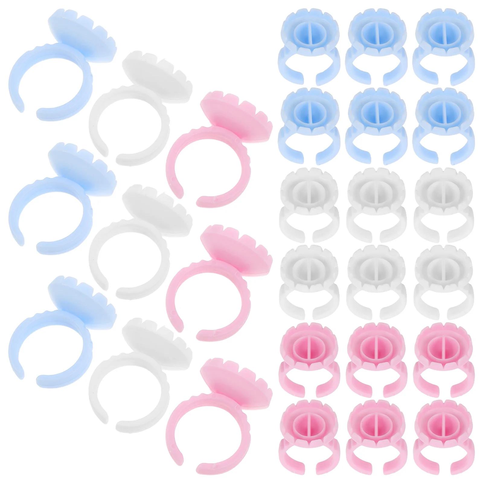 300 Stuks Wegwerp Lash Lijm Houder Ringen Lash Extension Lijm Cups Bulk Wimper Extension Gereedschap Levert Blauw Wit Roze