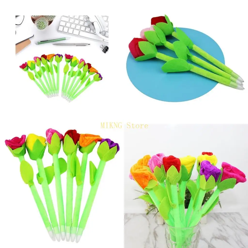 

12Pcs Flower Ballpoint Pen Rose Flower Writing Pen Christmas Stocking Fillers best sale