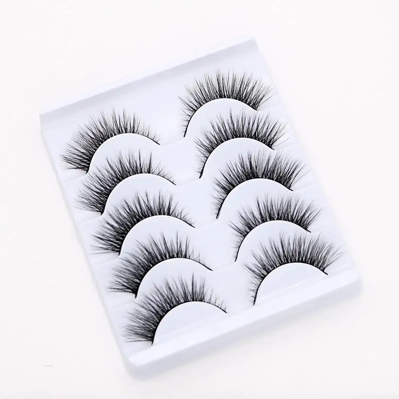 NEW 5Pairs Mink Eyelashes Natural Long 3D Mink Lashes Handmade Fake Lashes Makeup False Eyelash Short Soft Reusable Lashes