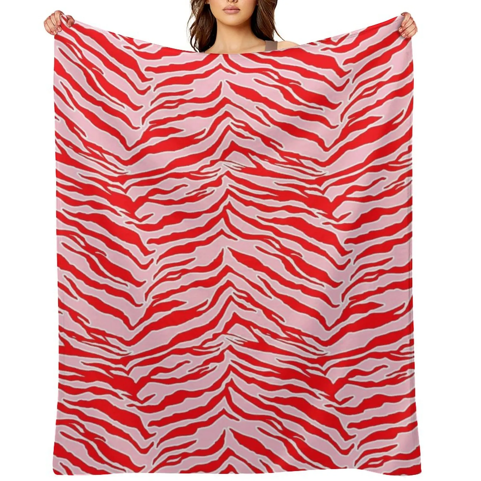 

Tiger Print - Red and Pink Throw Blanket Luxury Brand Furrys Blankets Sofas Of Decoration wednesday Blankets