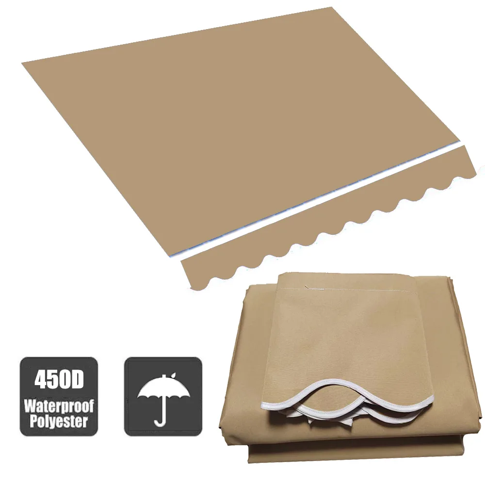 300gsm Canvas Khaki Awning Replacement Fabric Outdoor Patio Window Cover Garden Terrace Sunshade Canopy Poly Fabric Waterproof