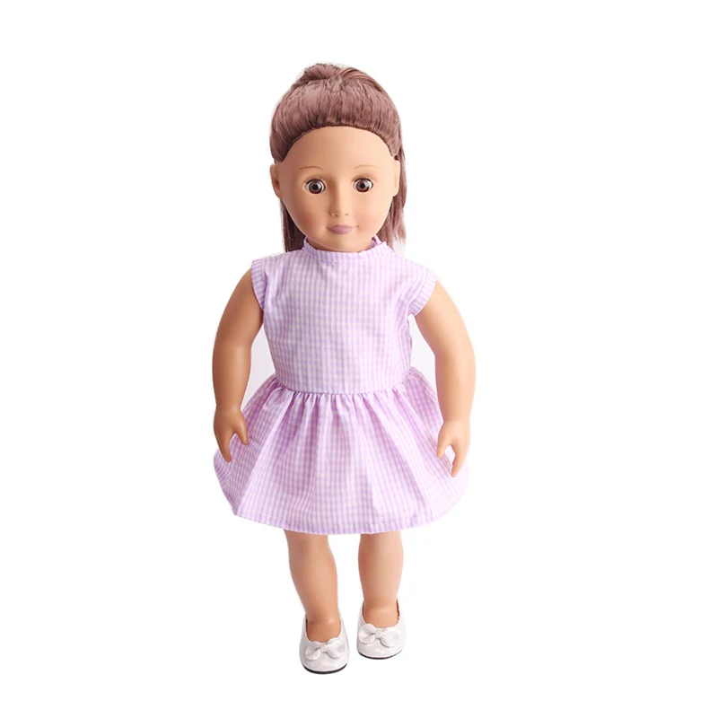 

18-дюймовое платье для куклы в клетку, милое и модное, незаменимая одежда для гардероба куклы, аксессуары для кукол.
