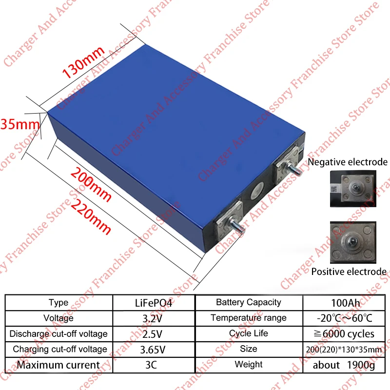 8PCS Grade A 3.2V 100Ah Lifepo4 Rechargeable Battery 6000 Cycles for DIY 12V 24V 48V Solar Energy Storage High Quality Battery