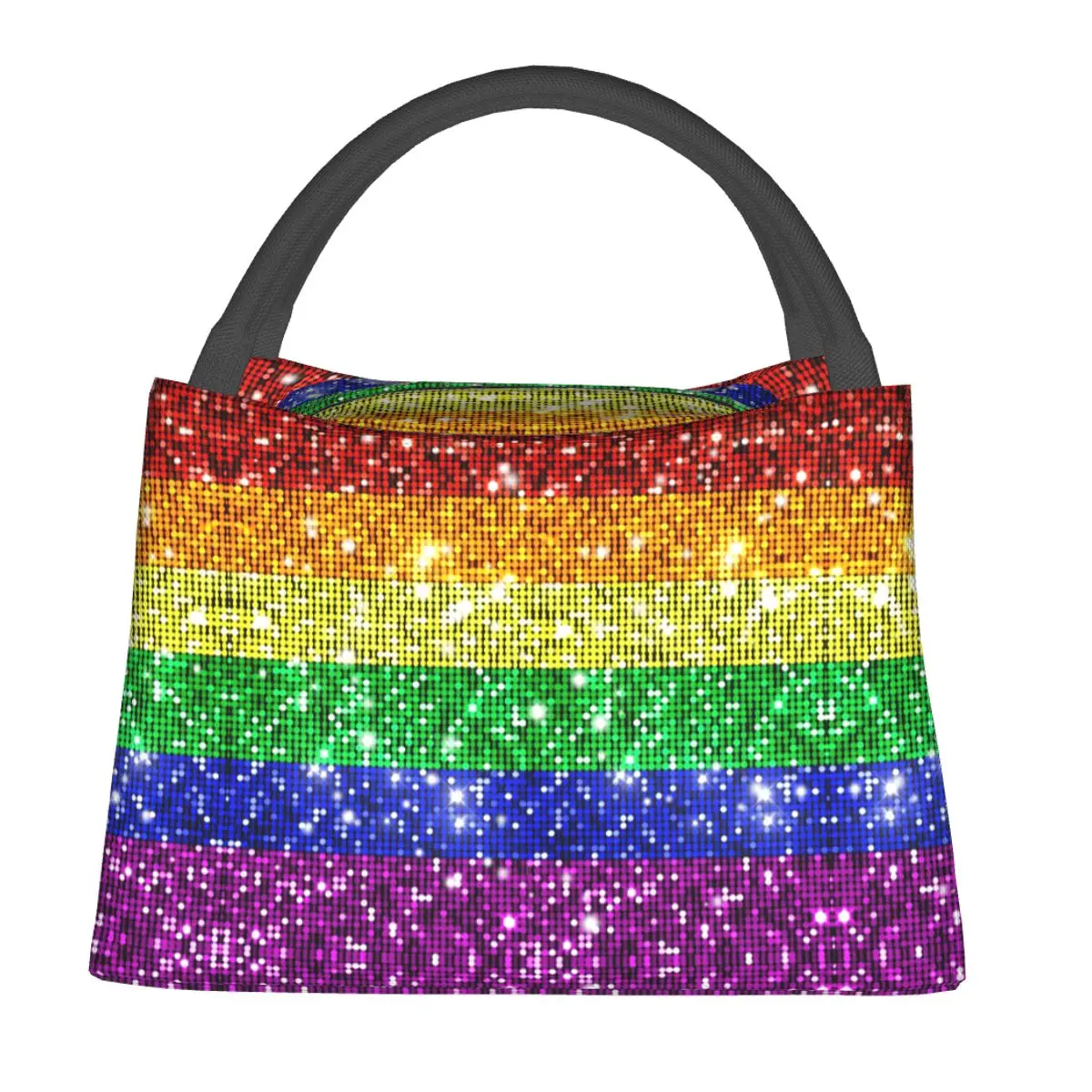 

Термосумка для обедов с искусственным блестящим радужным флагом ЛГБТ (для женщин и детей), изолированная сумка-тоут для еды