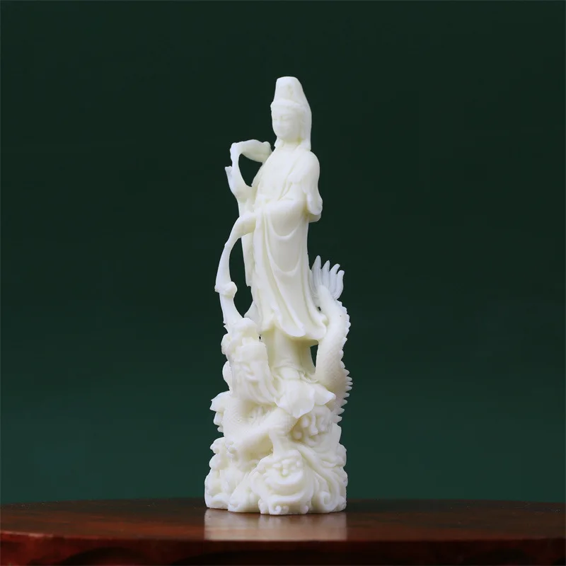 Factory Direct Sales Ivory Nut Guanyin Bodhisattva Ornaments Royal Dragon Guanyin Statue Living Room Buddha Auspicious Dragon Gu