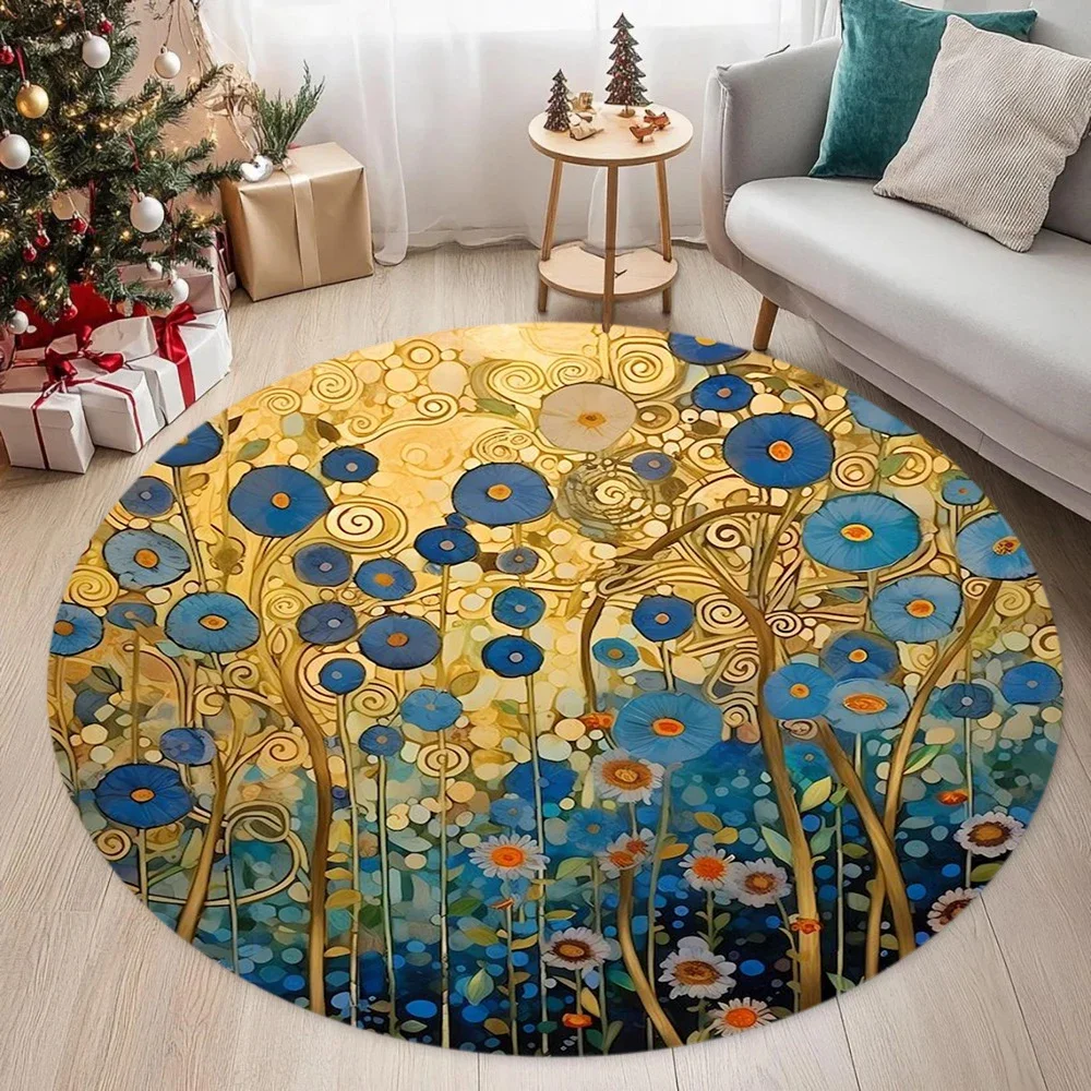 Vibrant Floral & Butterfly Carpet Mat Rug Nature Inspired Artistic Home Decoration with Blue Yellow Tone for Living Room Bedroom