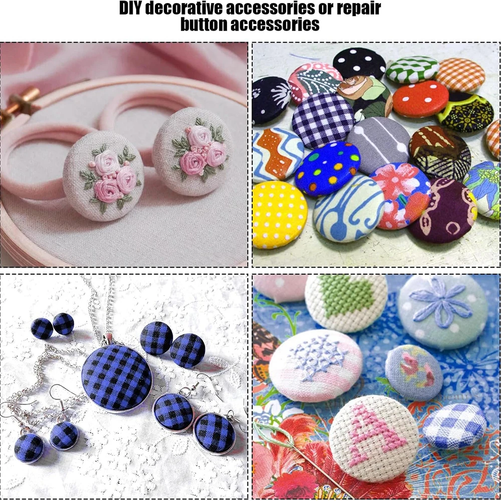 Kit de 100 boutons recouverts de tissu avec outils, 1,1 pouce, pour la décoration intérieure et les loisirs créatifs