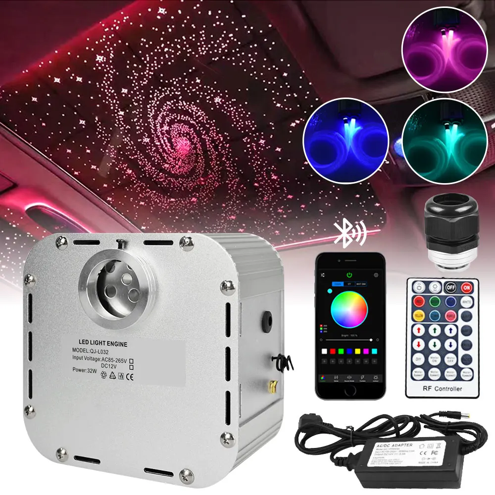 

32W Twinkle RGBW Fiber Optic Star Ceiling Lights Kit Car Roof Star Light Bluetooth app Music Control Starry Sky Effect Ceiling