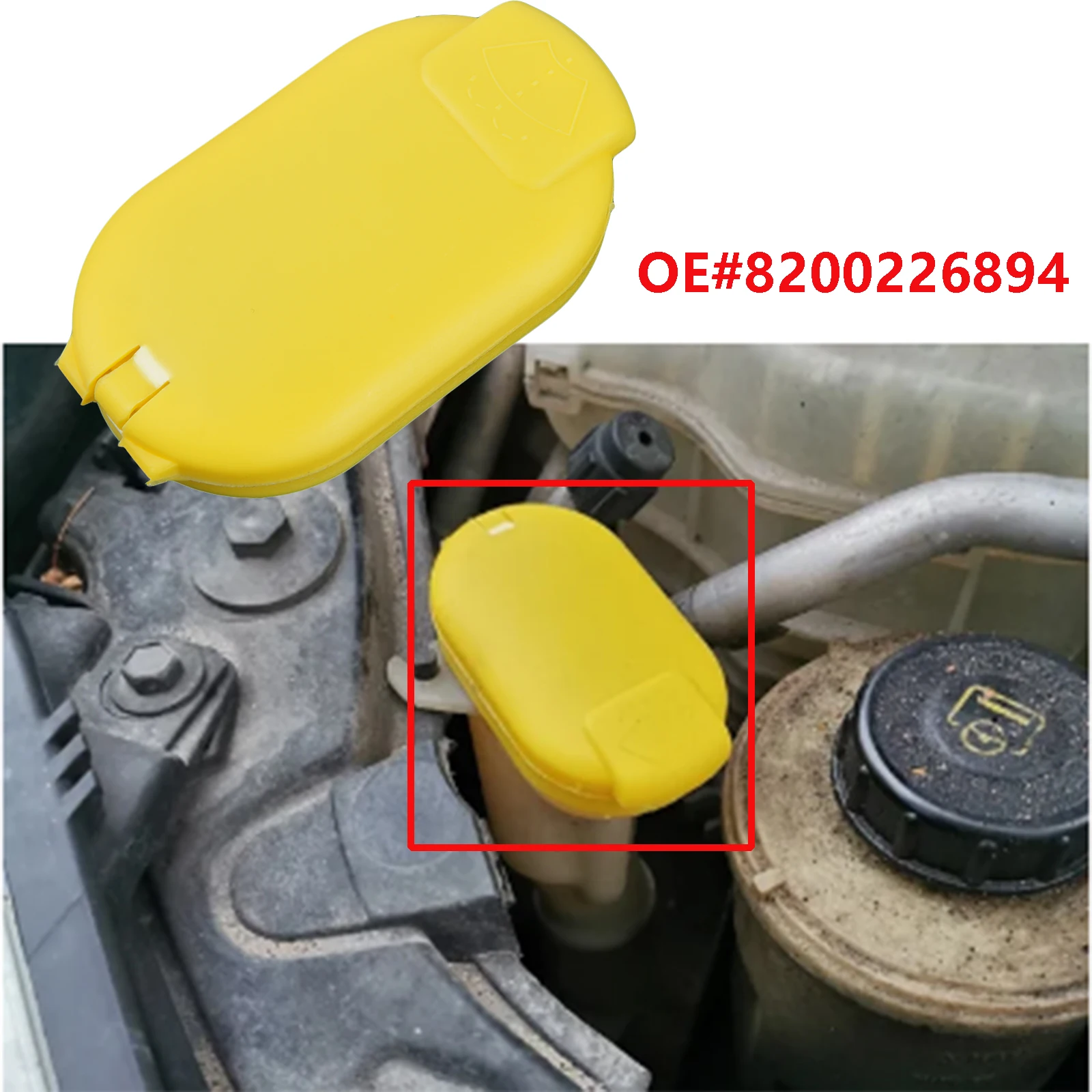 1X For Renault Renault Megane Scenic Trafic Clio Laguna Windscreen Washer Bottle Cap Lid Cover Fluid Reservoir Tank 8200226894