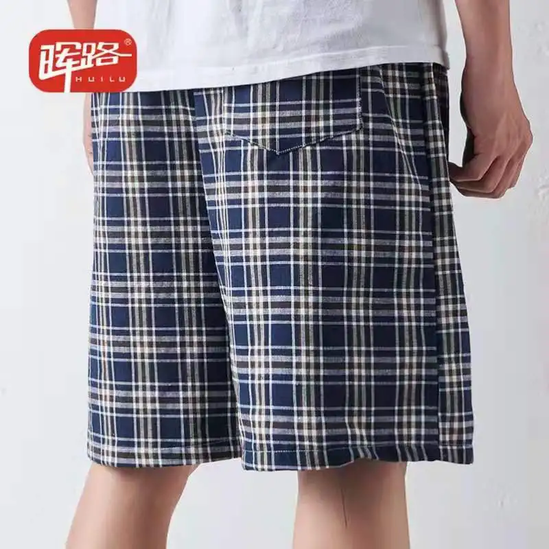 Wholesale HuiLu Cotton Short Lounge Pants for Men -  Woven Soft Plaid Check Sleeping Pajama Pants with Pockets 5 Pack