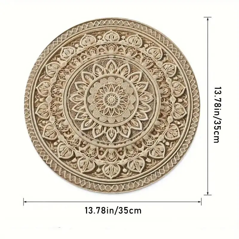 2D Flower Printed Round Placemats 4 Pcs Polyester Oil-Proof Table Mats for Home Restaurant Festival Dining Use