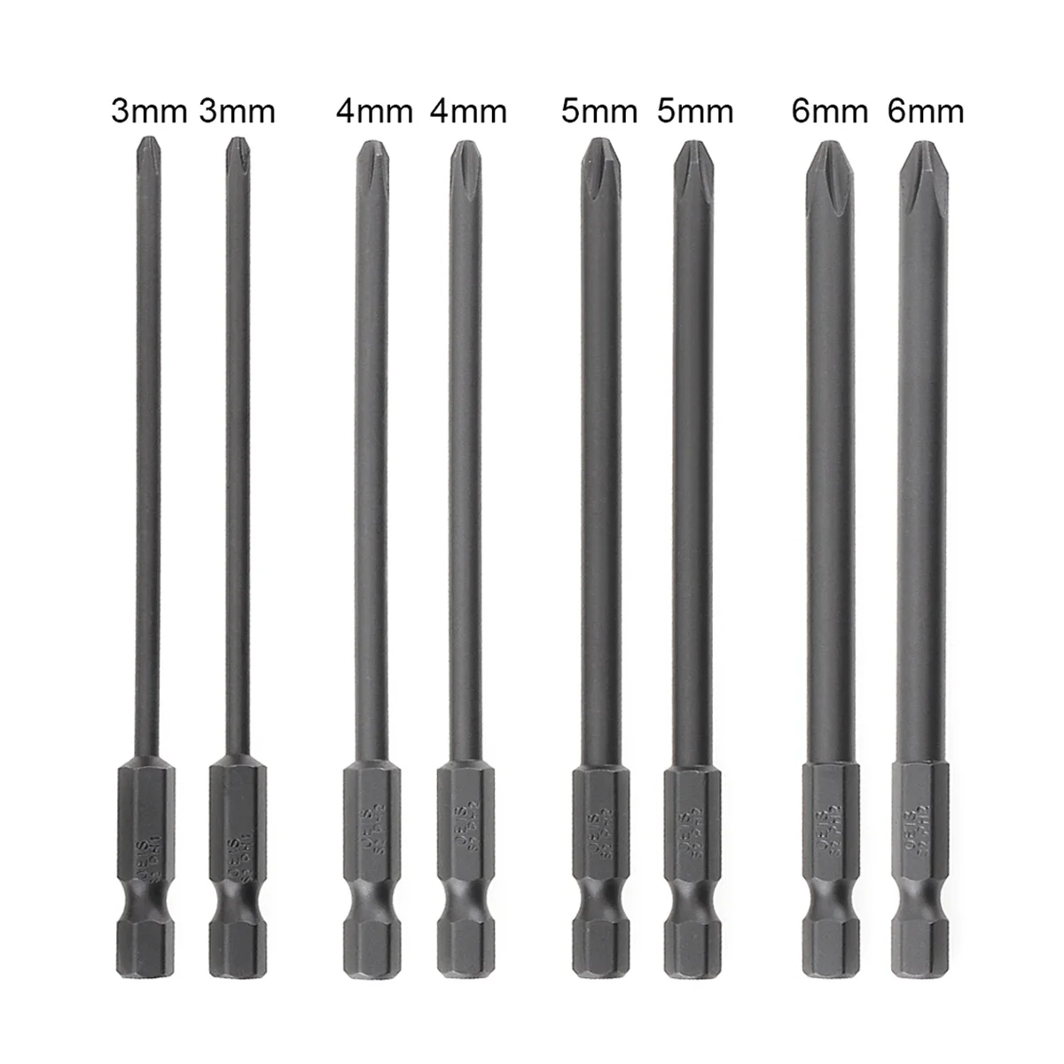 8Pcs/Set Magnetic Cross Screwdriver Bits Electric/Pneumatic Hex Long Screwdriver Bit Power Tools  Accessories