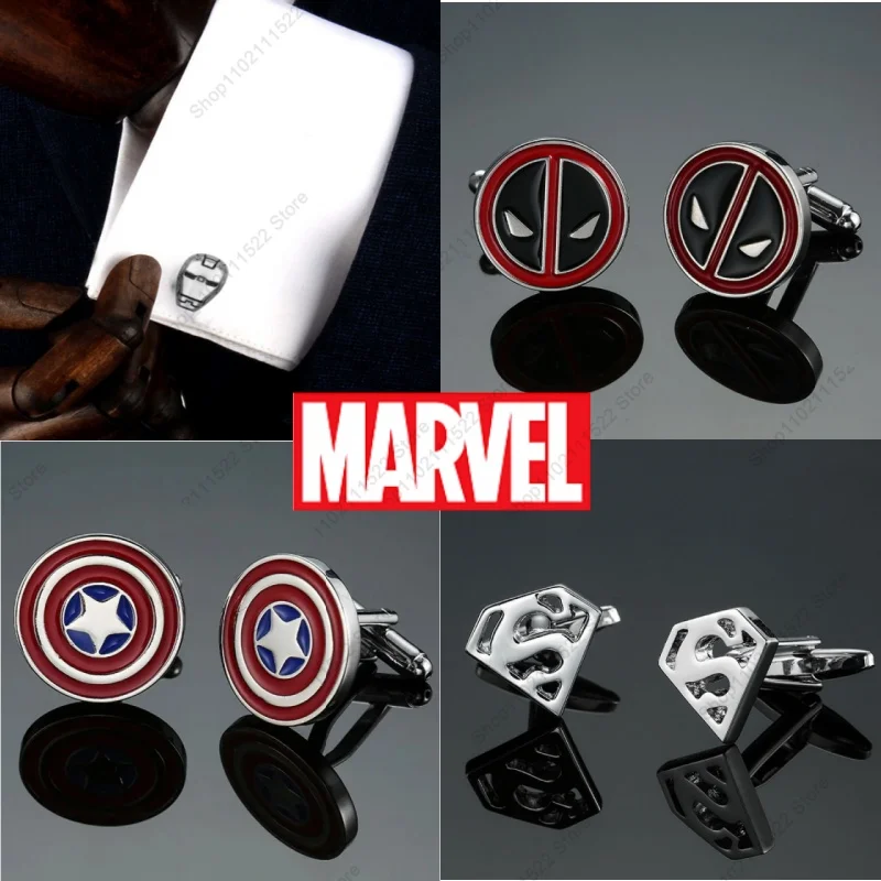 

Marvel The Avengers Cufflinks Superheroes Captain America Zinc Alloy Cuff Links Red Color Enamel Men's Shirt Cufflinks Gift