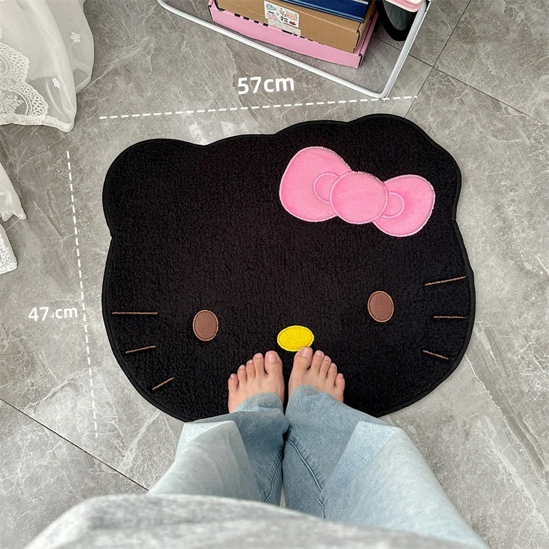 50x60cm Hello Kitty Rug Kawaii Cartoon Kt Cat Plush Floor Mat Anime Bathroom Non-Slip Carpet Car Cushion Soft Living Room Decor