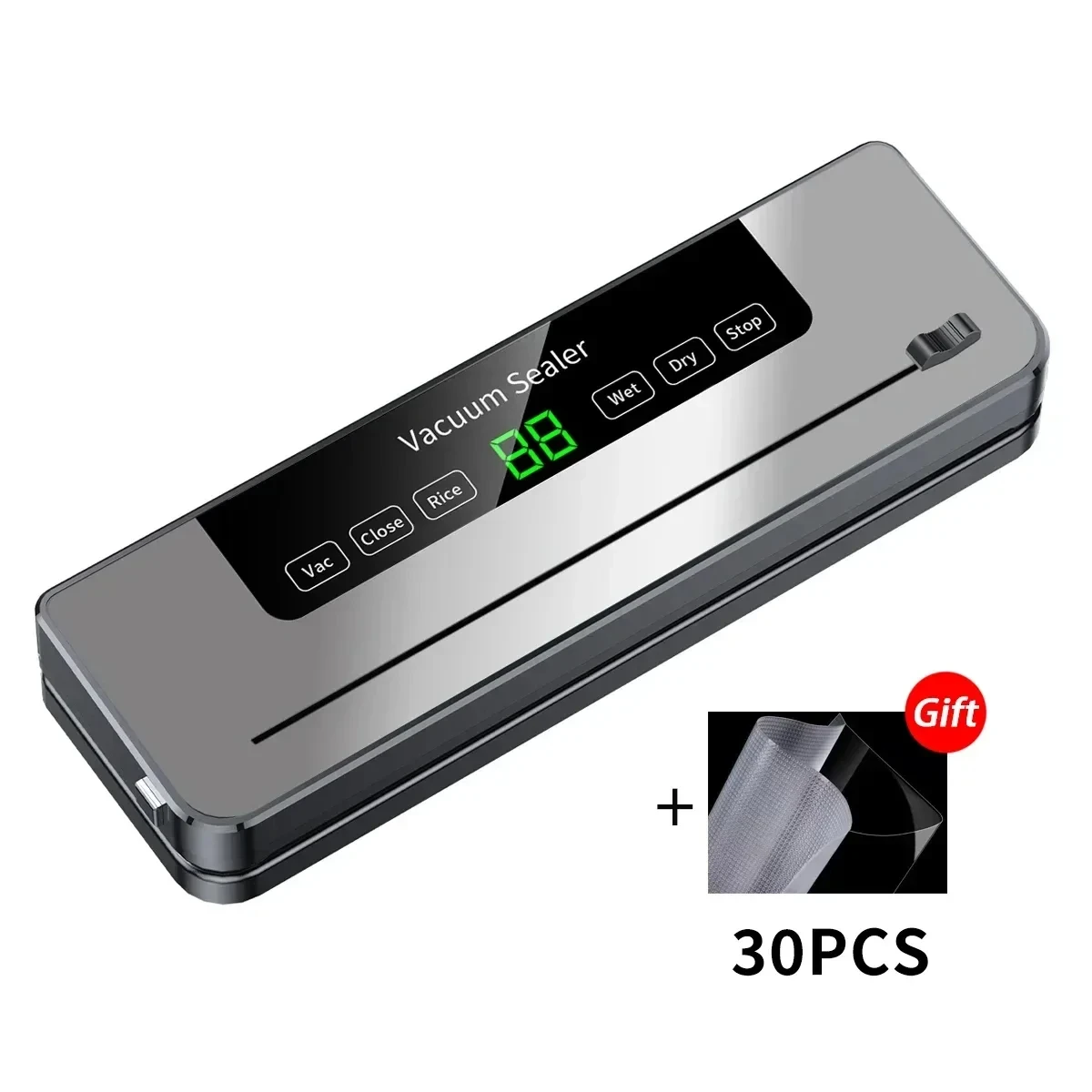 

Электрический вакуумный упаковщик, встроенный резак, кухонный уплотнитель для хранения продуктов питания, сенсорная кнопка, вакуумная упаковочная машина для сухой/влажной пищевой упаковки