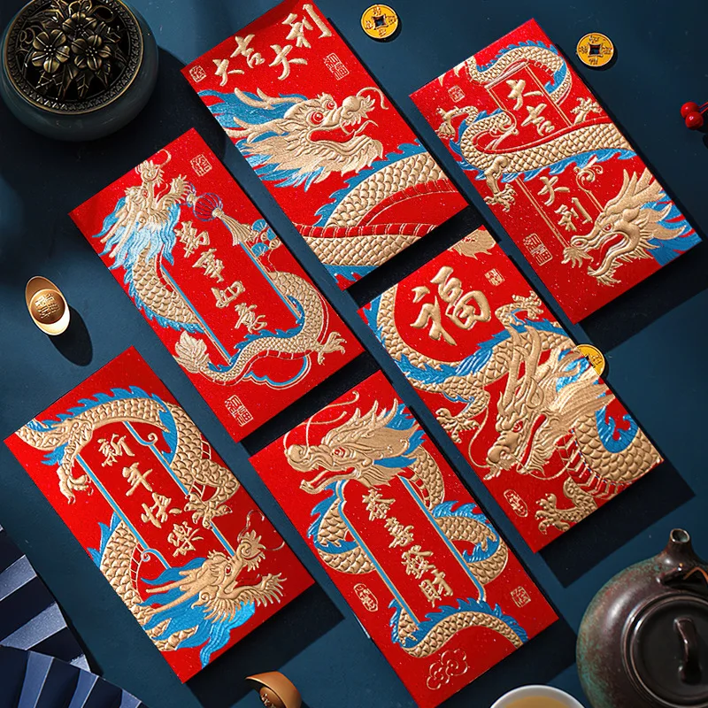 

6Pcs 2024 Spring Festival Red Envelopes The Year Of Dragon Luck Money Envelopes Lucky Money Pocket Chinese New Year Decor