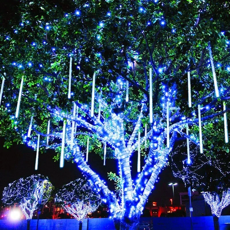 

LED Holiday Lighting Meteor Shower Rain Street Garlands for Outdoor Wedding Halloween Christmas Fairy Lights 32/24/16/8Tubes