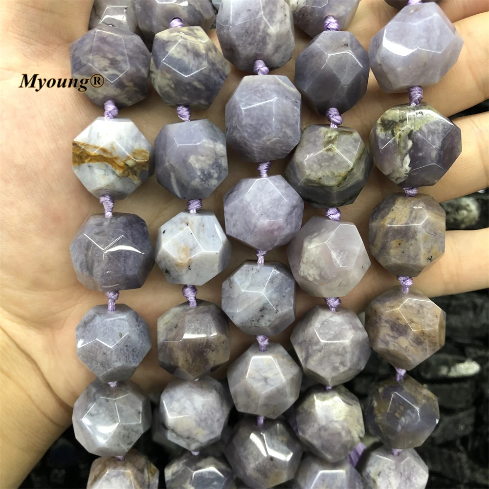 18MM Large Natural Lavender Quartz Angelite Stone Cutting Nugget Beads For Jewelry Making MY220796