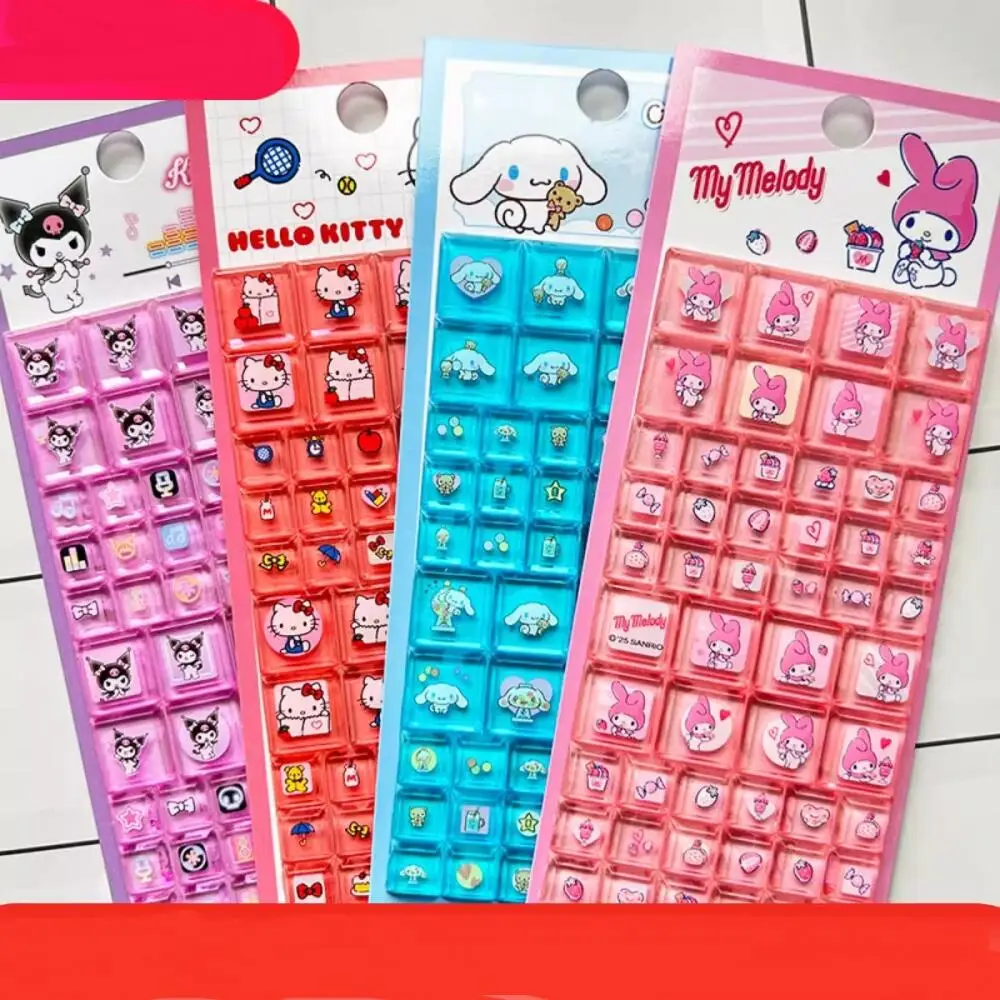 

Sanrio Hello Kitty Kuromi Melody Three-Dimensional Square Block Sticker Diy Notebook Phone Case Computer Girl's Christmas Gift