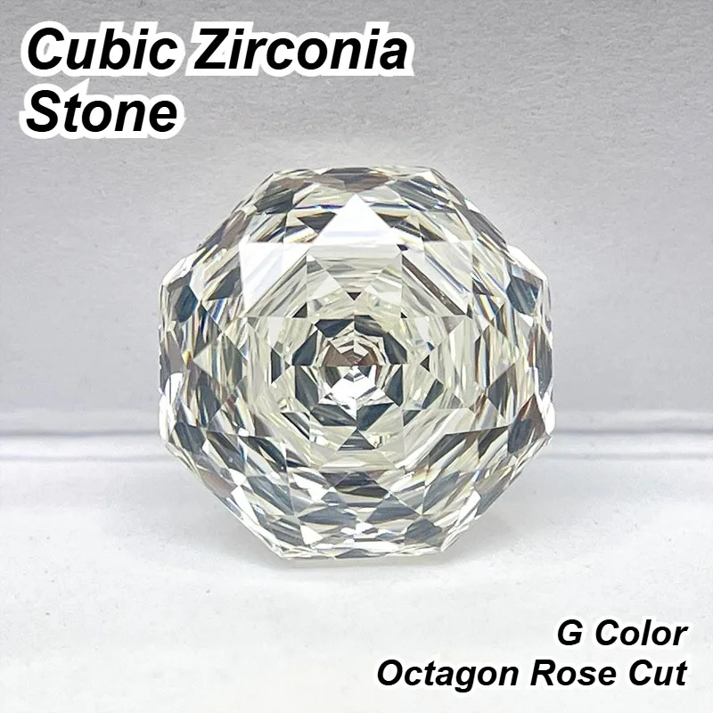 

Top Quality Cubic Zirconia Stone Octagon Rose Cut G Color Loose Stones 6mm-8mm Used for DIY Charms Jewelry Making Main Materials