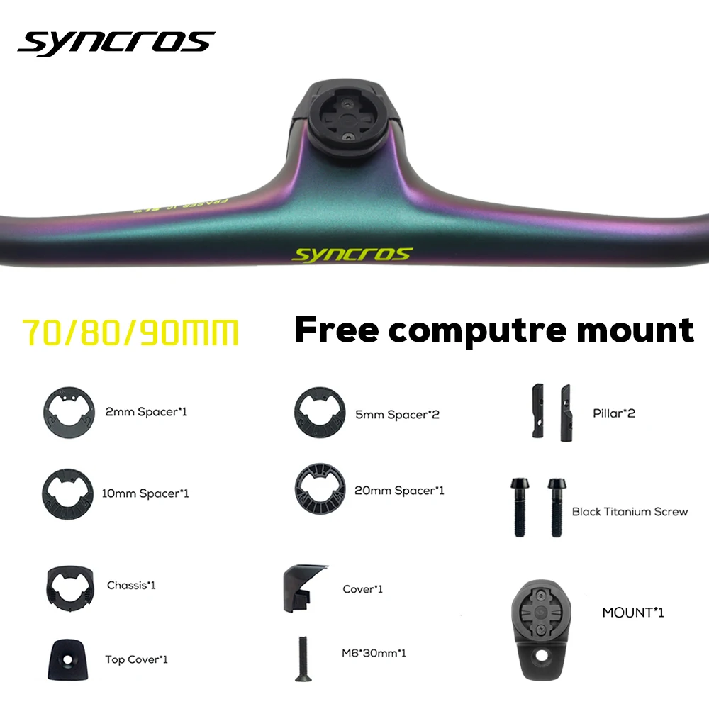 SYNCROS FRASER IC SL WC For Sparks Frame -20° Full Carbon Fibre Integrated Cockpit MTB Handlebar,Chameleon With Titanium screws