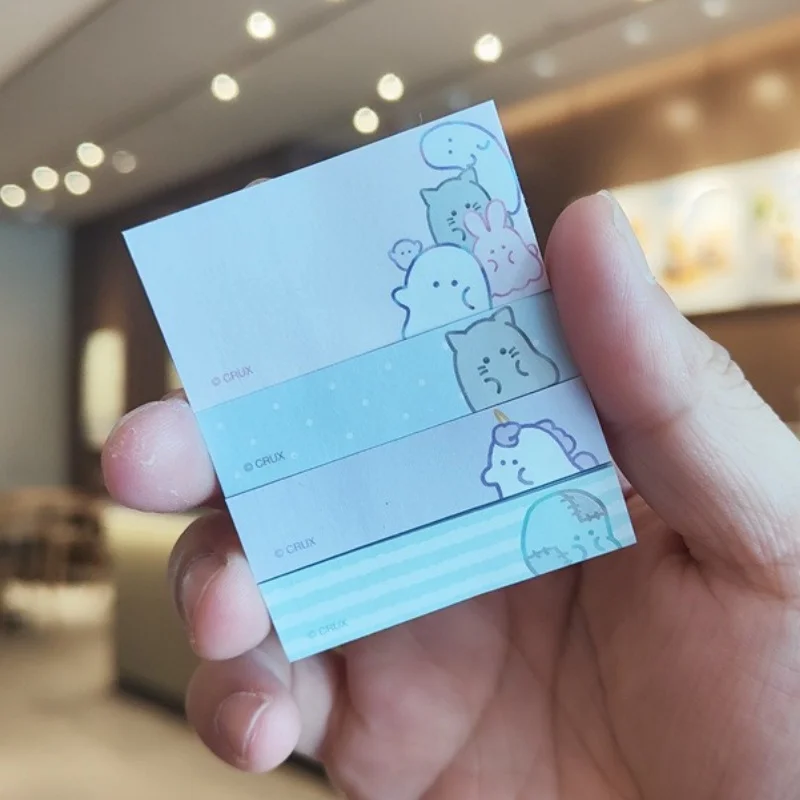 Cartoon Cat Sticky Notes Kawaii Portable Index Label Stickers Notes with Mini Snap Adhesive Cover School Stationery Supplies