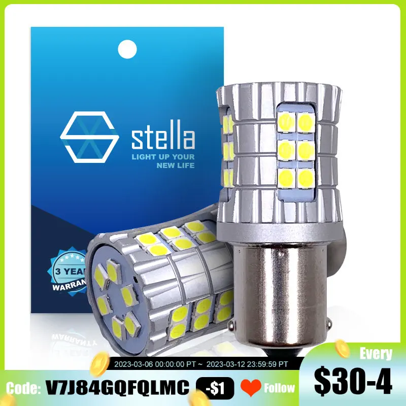 Stella 2pcs P21w led canbus 1156 BA15S 12V 24V Tail Bulb Side lights Drl  turn signals  Reverse Brake Lights Signal Light  white