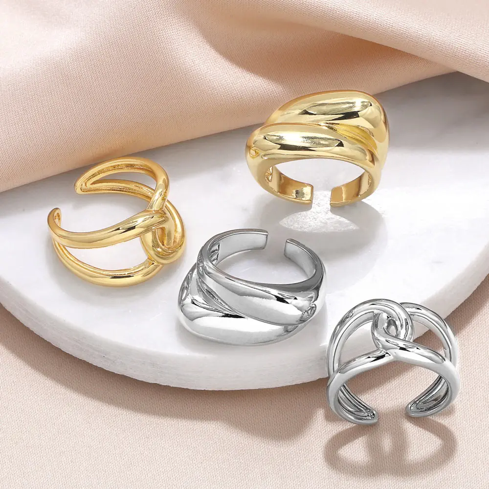 OCESRIO Polish Gold Silver Color Clasp Rings for Women Copper Gold Plated Infinite Open Ring Jewelry DIY Women Gift rigs42
