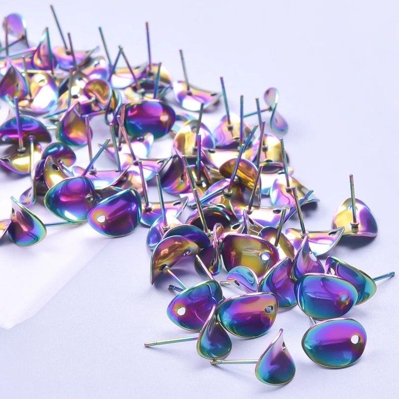 10pcs/5pair No Fade Rainbow Color Earrings Studs Clasps Hooks Fittings DIY Jewelry Making Drop earrings Accessories Wholesale