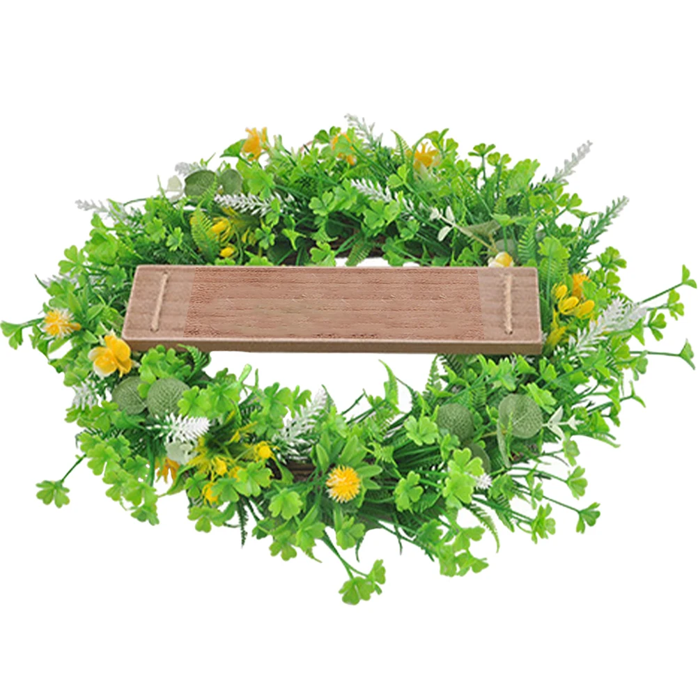 

Spring Four Welcome Door Wreath Clover Wreath Artificial Leaf Front Door Decor Home Easter Adornment Simulation Plants
