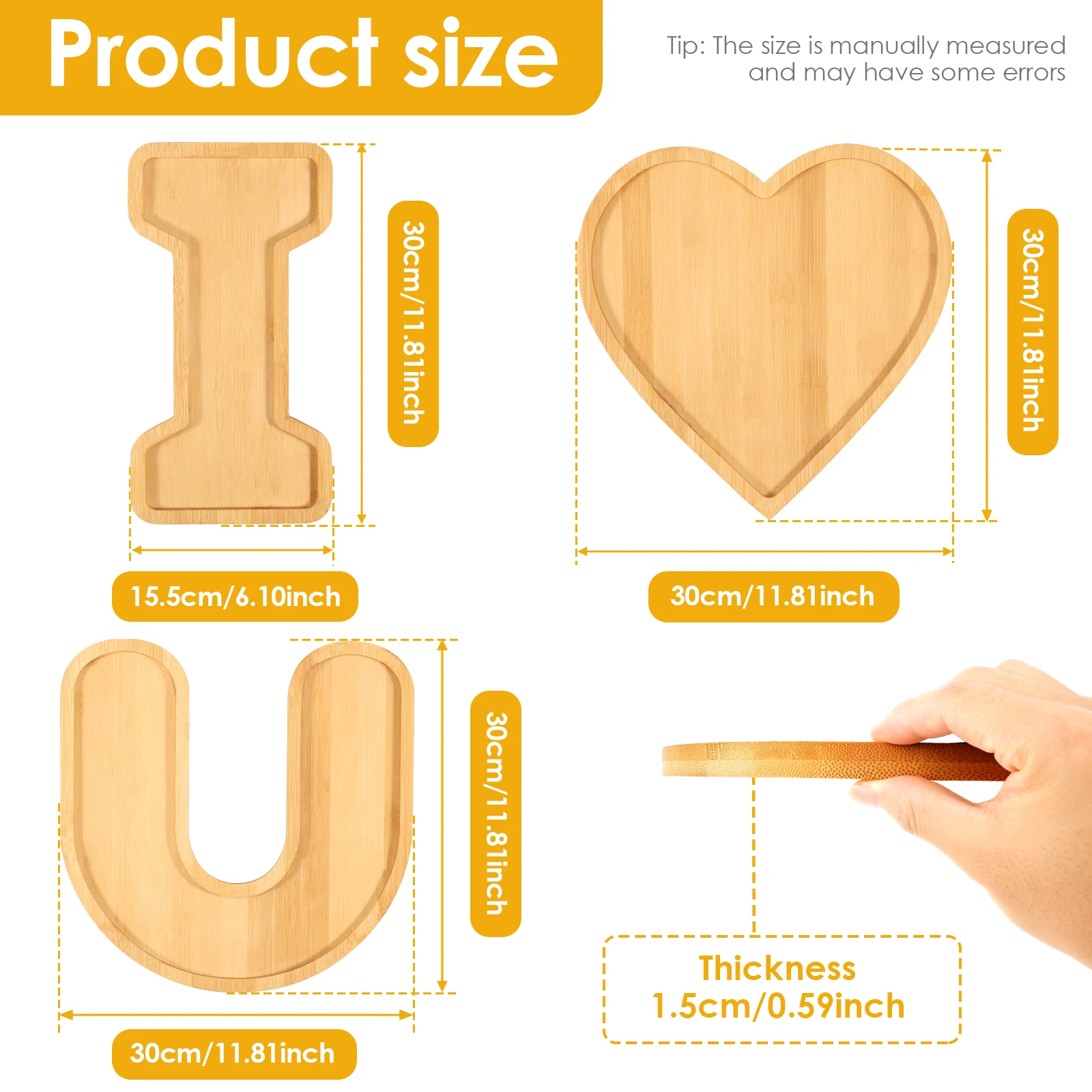 Letter Charcuterie Board 9 Inch Bamboo I Love You Food Charcuterie Tray Fillable Letter Serving Tray Decorative Fruit Cupcake