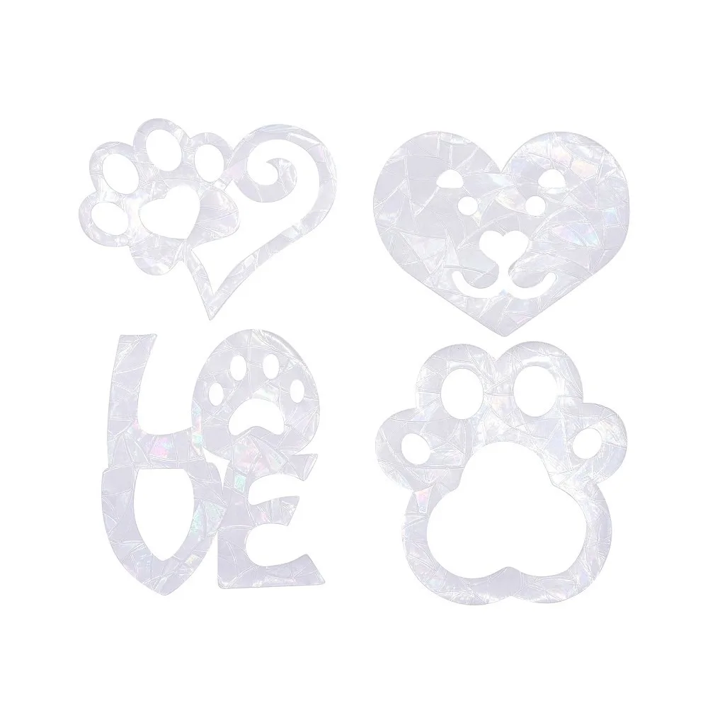 Paw Heart Word Love Shape Waterproof PVC Laser Adhesive Stickers Electrostatic Stickers Colorful 9.5~12x10~12cm