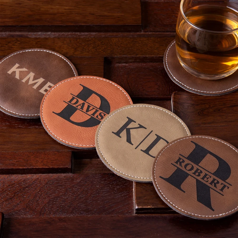 Custom Coasters Creative Custom Leather Coasters oil-proof heat-insulating and Scalding-proof Coasters Custom Placemats