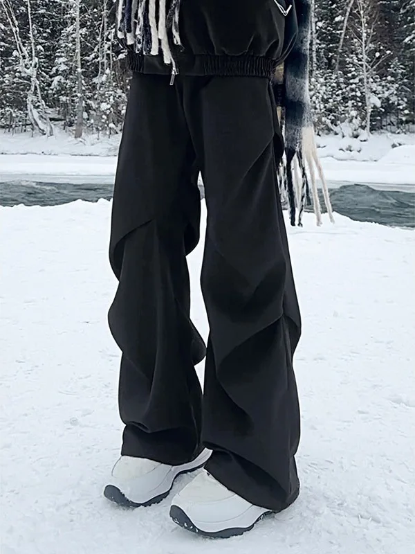 

Cleanfit Bla Pleated Casual Men's West Pants Heavy Trendy Suit Pants Dra Wide Leg Pants Hong Kong Sle Low Waist Loose...