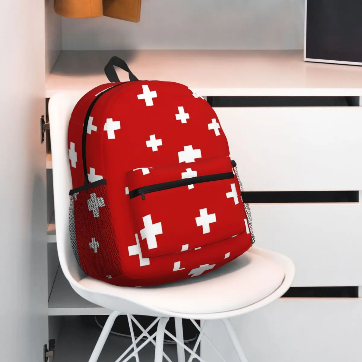 Swiss Switzerland Flag Student Backpack School Bag Hiking Travel Daypack for Men Women Bookbag Shoulder Bags