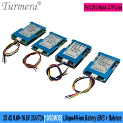 Turmera 3S 10.8V 12.6V 4S 12.8V 16.8V 35A 70A Lifepo4 Li-ion Battery BMS with Balance for DIY Battery Pack Solar System Use