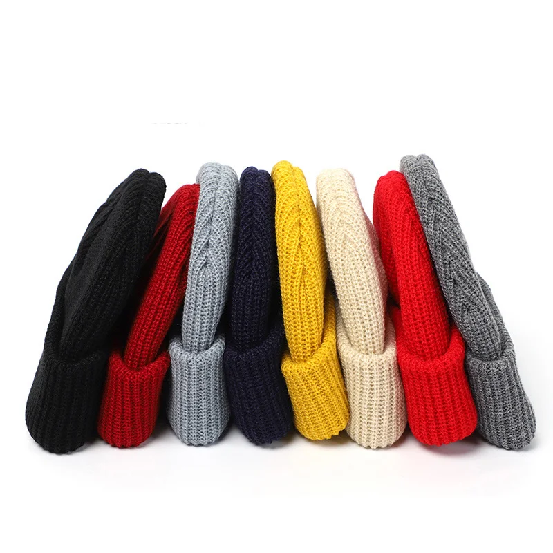 Fashion Hip Hop Beanie Knitted Hat Men Skullcap Women Winter Warm Brimless Baggy Melon Cap Cuff Docker Fisherman Beanies Hats