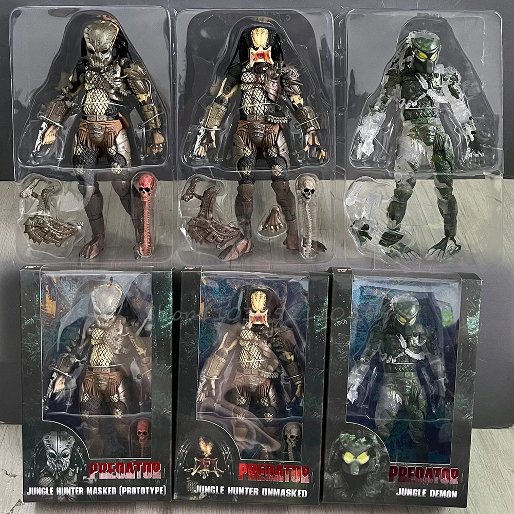 Figura NECA Predator Jungle Demon, Cazador de la Jungla, con y sin máscara, Alien vs Predator, modelo de 30.º aniversario, regalo de película, muñeco.