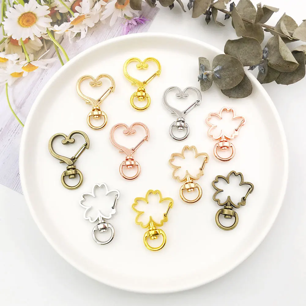 5pcs Cat Star Heart Snap Hook Trigger Swivel Lobster Clips Buckles For DIY Keychain Key Ring Jewelry Making Supplies Accessories