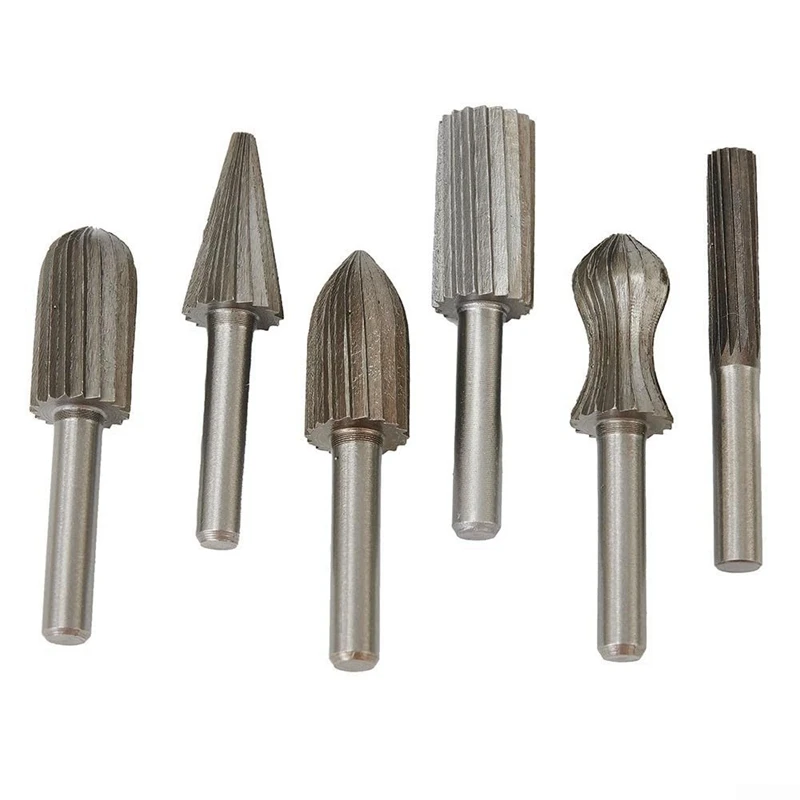 ABAE-6PCS Set Gerinda Karbida, Gerinda Tungsten Karbida Ukiran Halus, Mata Gerinda Ukiran File Putar Bur Karbida