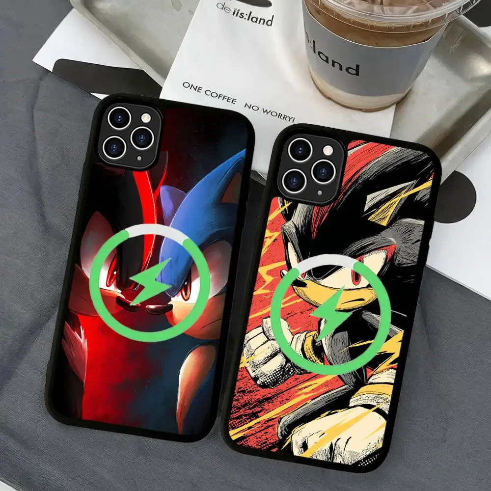 

1pc Classic Cartoon S-sonicS Movie Phone Magnetic Case For IPhone 16 14 13 12 11 15 Pro Max For Magsafe Wireless Charge Cover