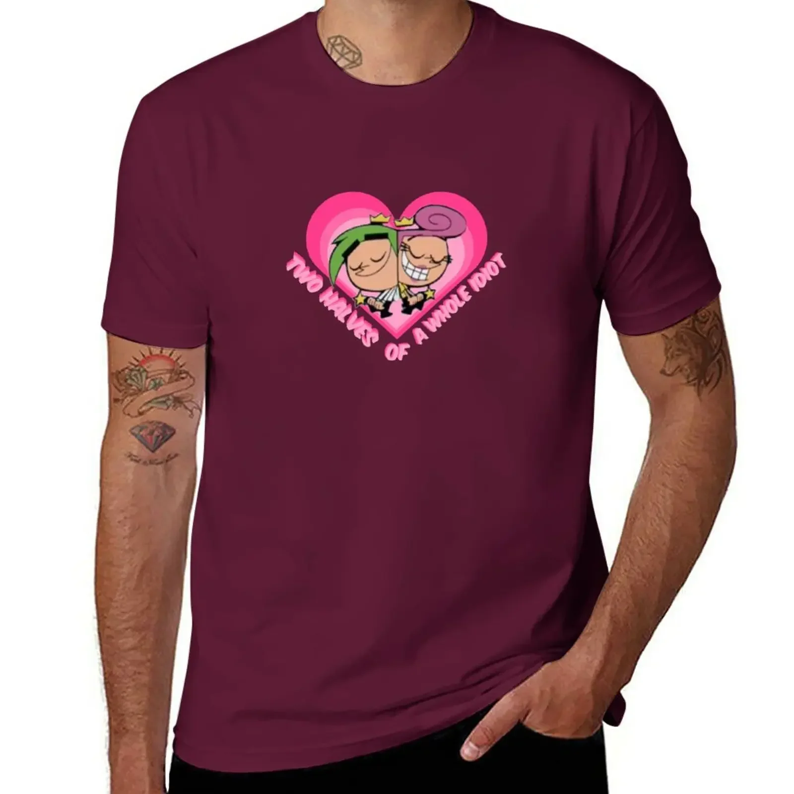 heavyweights Short sleeve tee men Two Halves of a Whole Idiot (Cosmo and Wanda,Fairly Odd Parents) T-Shirt  harajuku