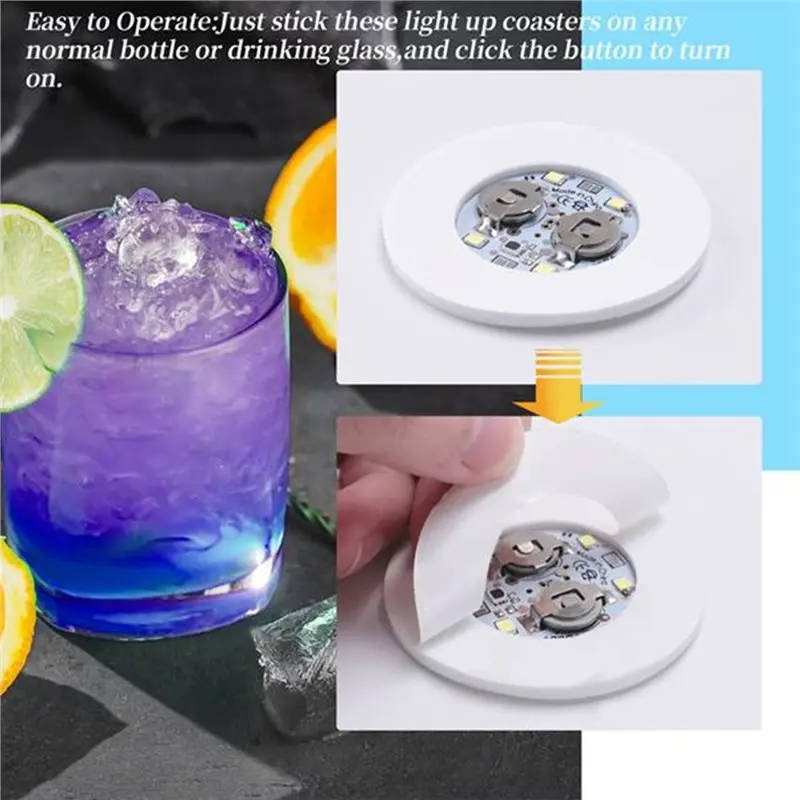 【CYBER MONDAY】For Flash Light Up Cup Compatible 24PCS LED Coaster Light Up Coaster LED Bottle Light LED Sticker Disc Light