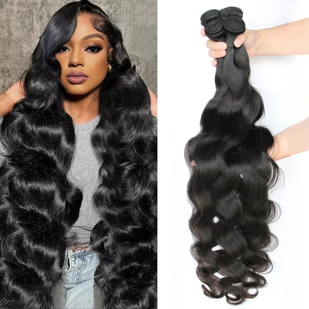 36 40 Inch Body Wave 3 4 Bundles Brazilian Remy 100% Unprocessed Human Hair Wavy Doule Drawn Bundles Weave Extensions