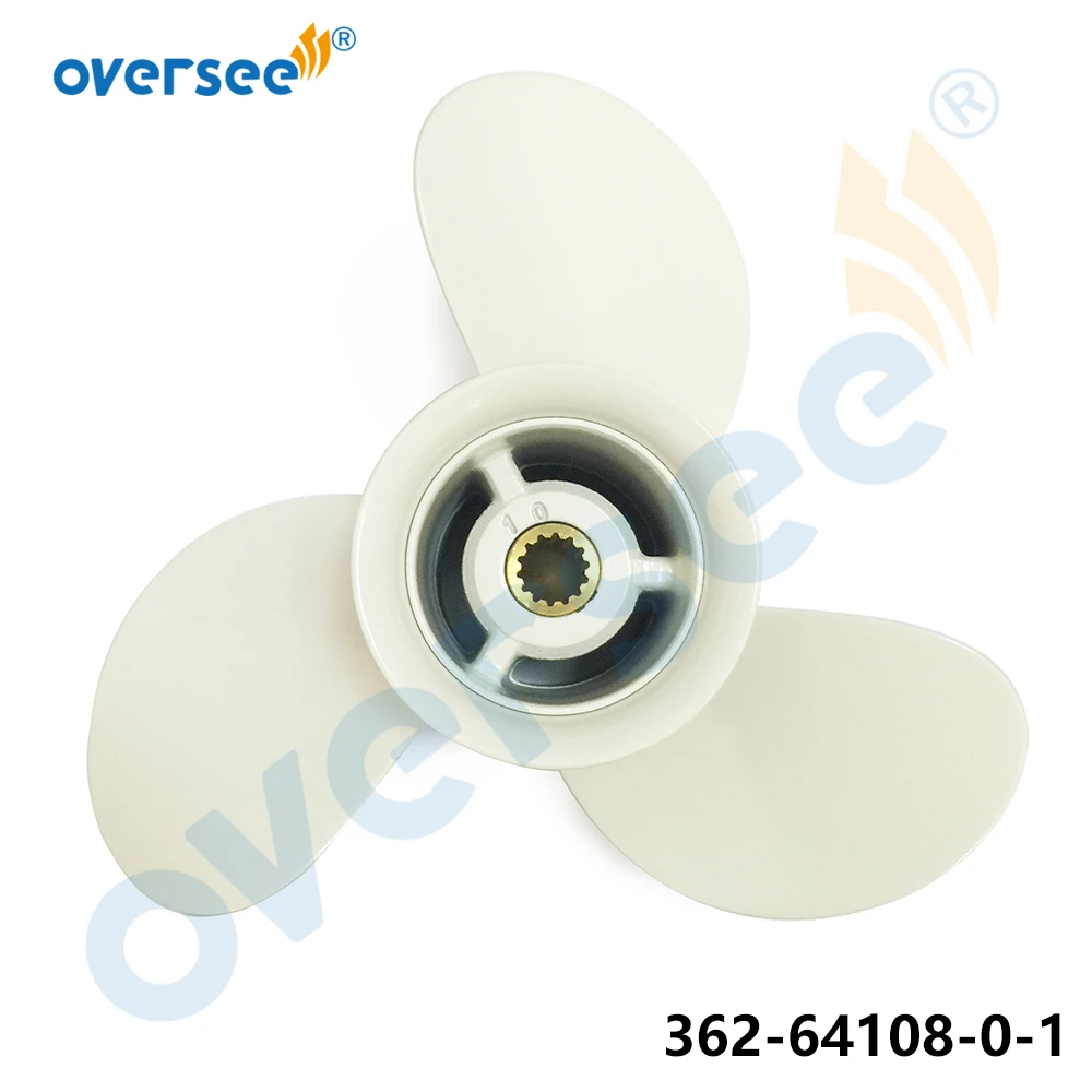 OVERSEE Aluminum Propeller  362-64108-0-1 3X9.2X9.8 Right White 9.9, 15, 18 HP For Fitting TOHATSU Outboard