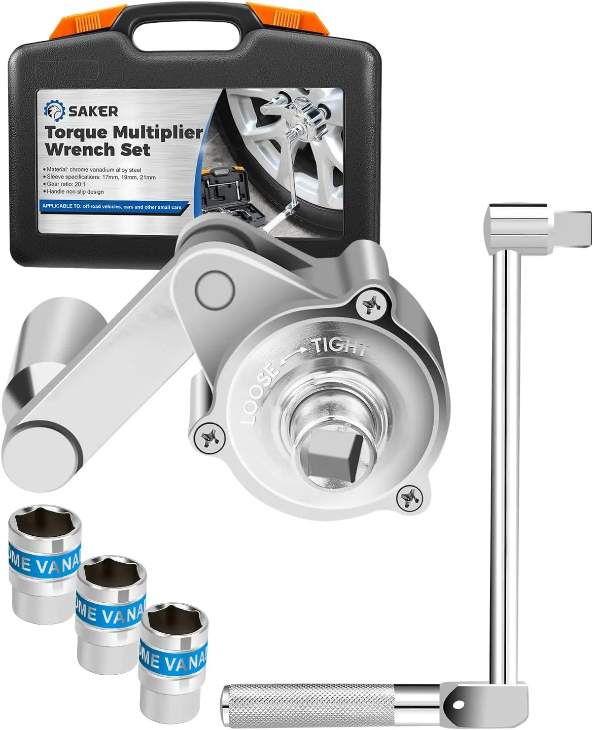 

Heavy Duty Torque Multiplier Wrench Set with Sockets for Car Tire Lug Nuts, Labor-Saving Tool