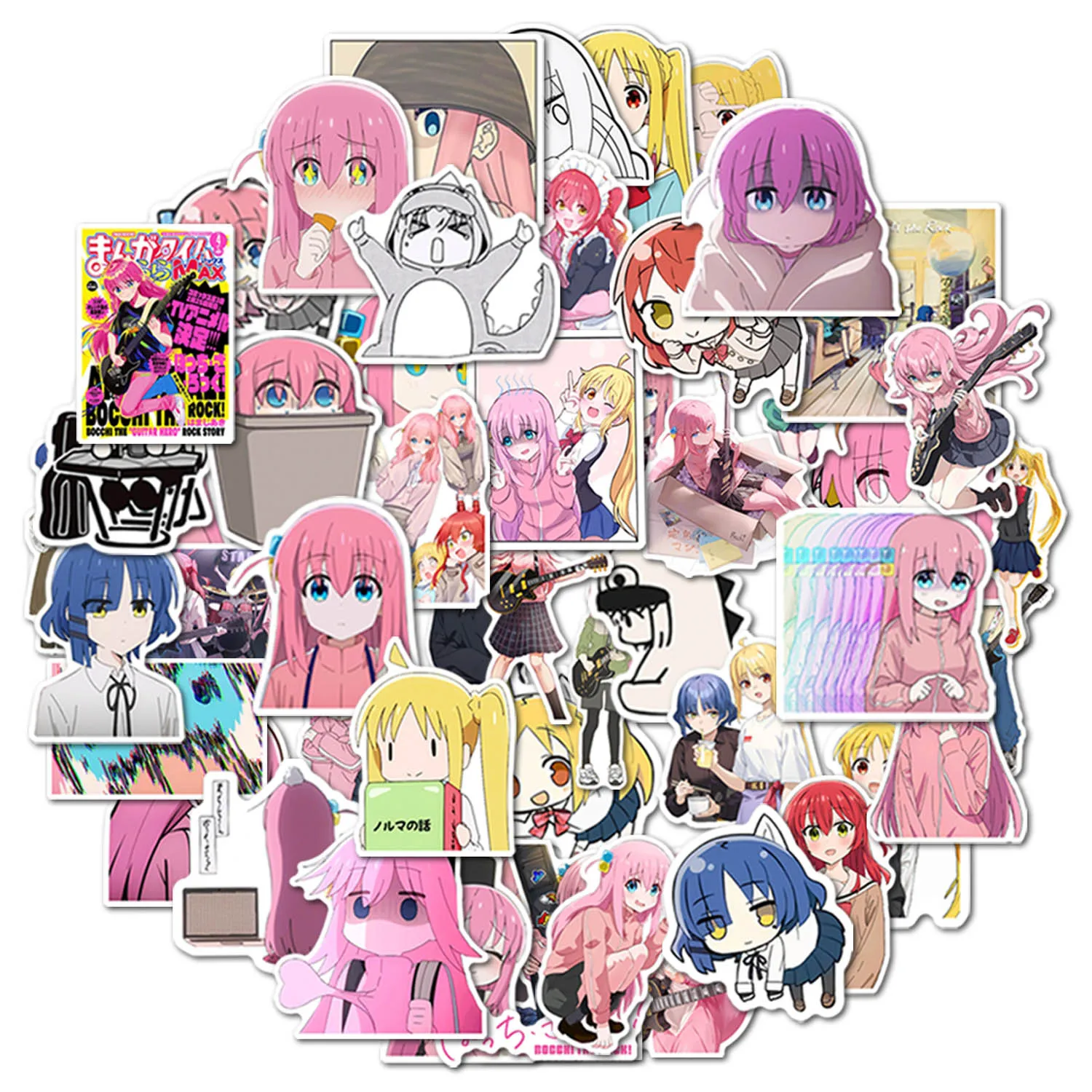 10/50Pcs Cartoon Bocchi the Rock Stickers Laptop Bicycle Guitar Skateboard Helmet Japan Anime Stickers Children Decal Gift Toy