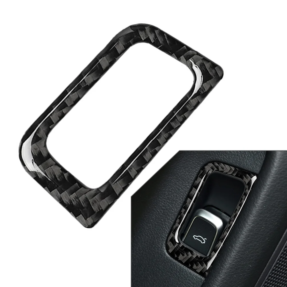 Carbon Fiber Pattern Rear Trunk Switch Button Frame Epoxy Coating Soft Self-Adhesive Trim For Audi A6 A7 2012-2018 LHD/RHd