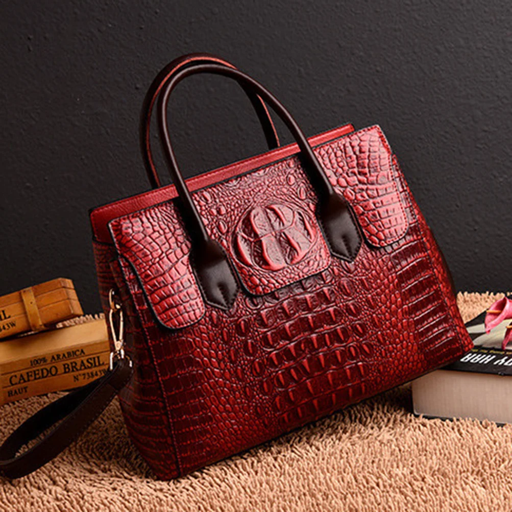 Female Luxury Crocodile Leather Handbags Designer Women Messenger Shoulder Bags Retro Tote